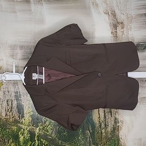 Worthington Stretch Womens 12 brown pinstripe sharp business office suit Jacket